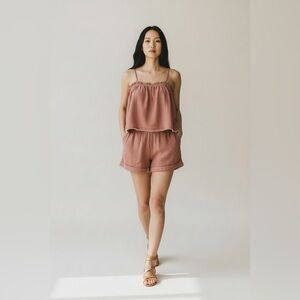 Wishlist NWT Ginger Gauze Spaghetti Strap & Short Cotton Set Small
